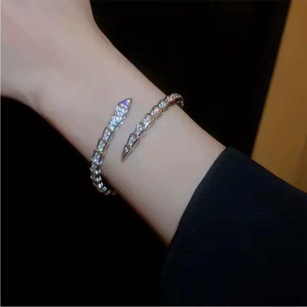 Serpentine serpent snake zircon Silver Women's Bracelet - Picture 7 of 9